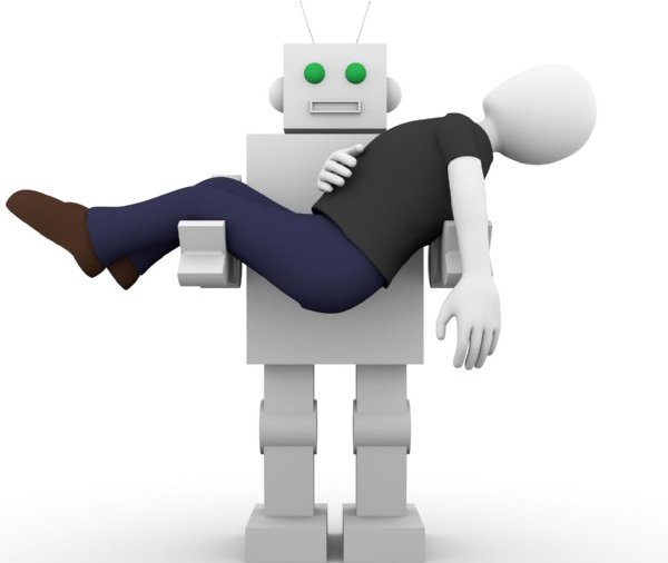 人間を抱くロボット：イラスト