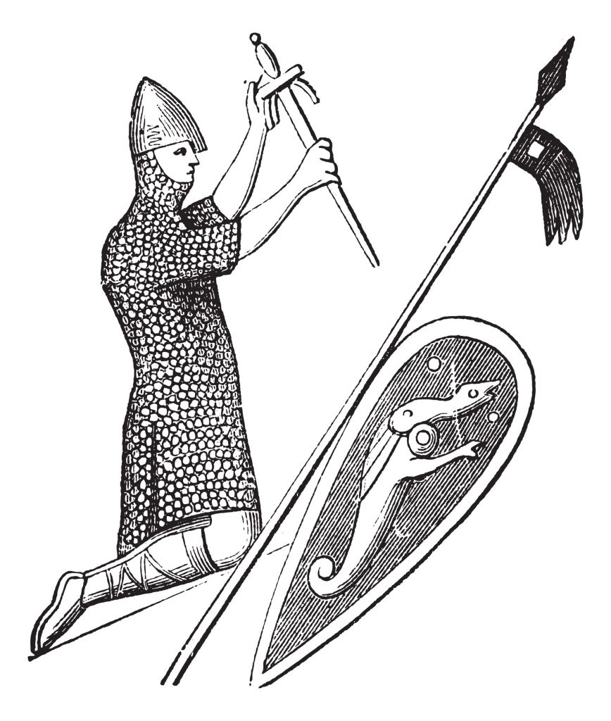 morphart150300347.jpg - old engraved illustration of the seal of king william the conqueror which is preserve in england. industrial encyclopedia e.-o. lami ? 1875.