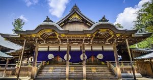 Ise Shrine building in Ise, Japan.