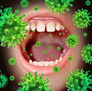 lightwise130300006.jpg - contagious disease transmiting a virus infection with an open human mouth spreading dangerous infectious germs and bacteria while coughing during a cold or flu symptoms