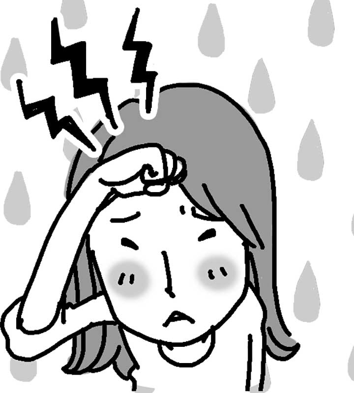 頭痛が起こっている女性のイラスト