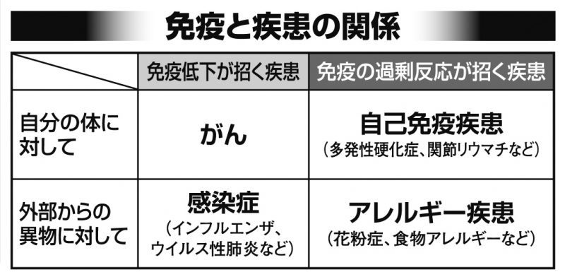 免疫と疾患の関係図表