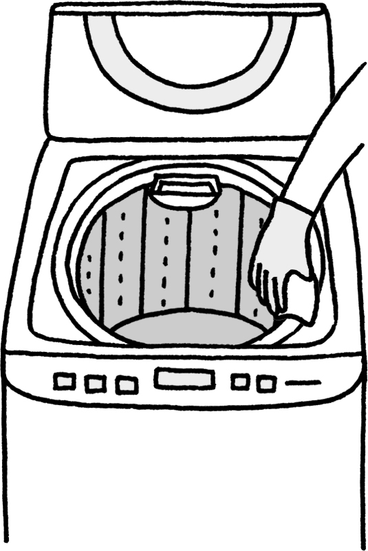 洗濯機を拭き掃除しているイラスト