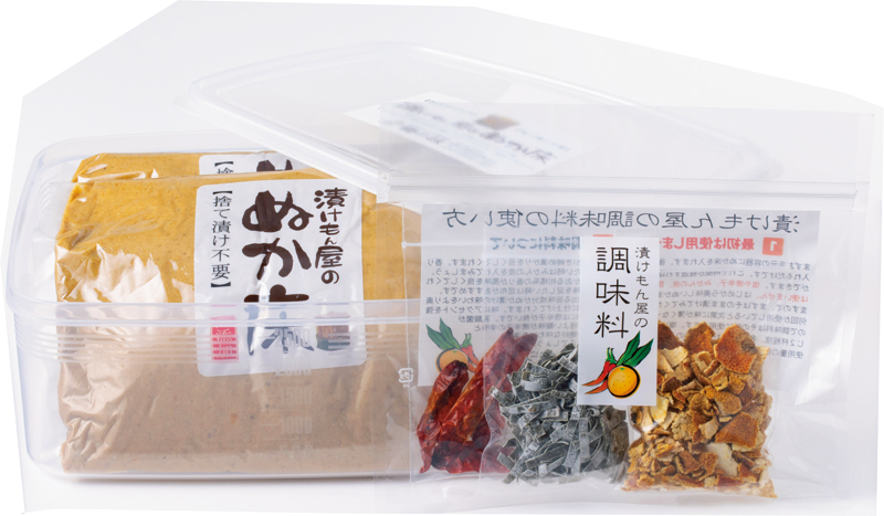 漬け物店の職人がつくるこだ　カンタンぬか床セット 調味料付 1.6kg 1741円／樽の味わりの味　