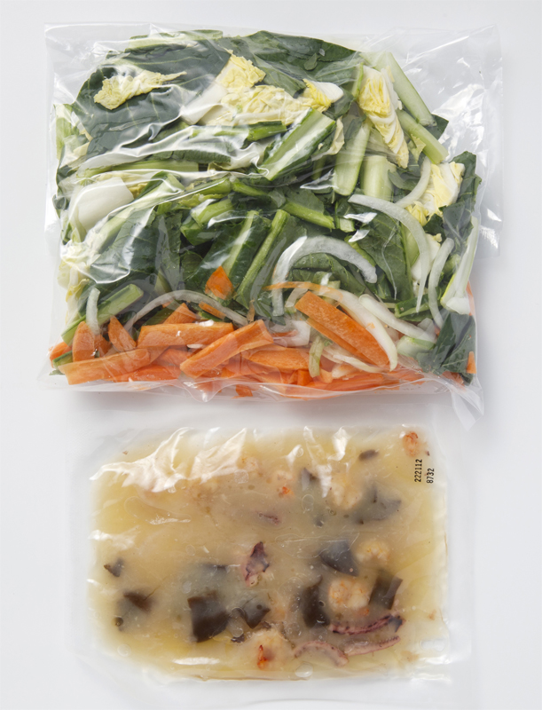 5種野菜と天然えびの海鮮塩炒のミールキットの内容