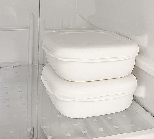 極冷凍ごはん容器を冷凍庫に入れている