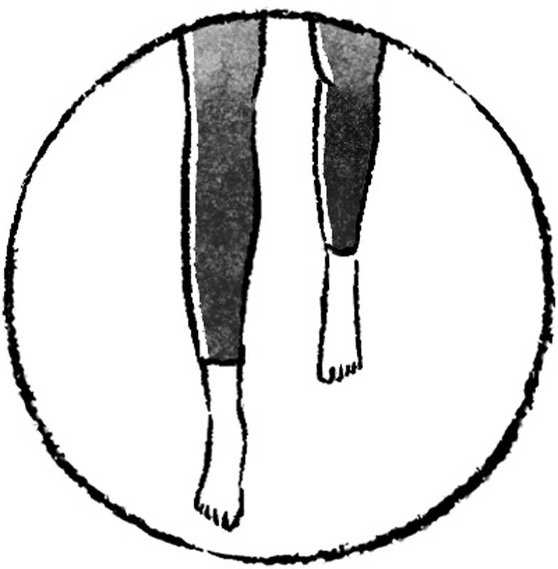 両ひざと両足の人さし指を正面に向けた足のイラスト