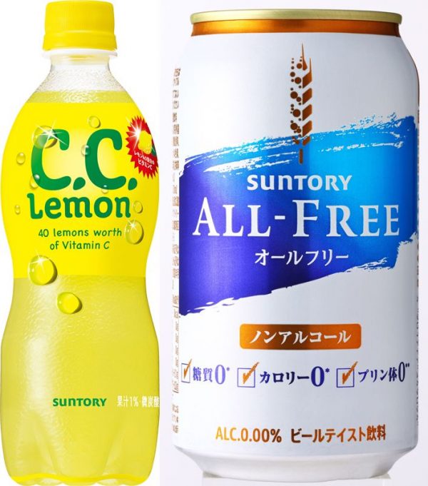 『C.C.レモン』500ml 151円／サントリー＋『オールフリー』350ml 127円／サントリー