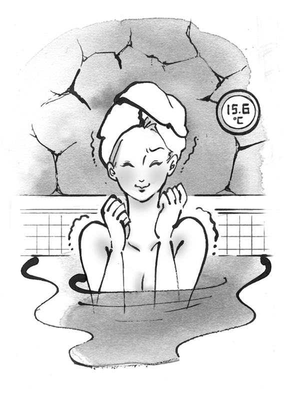 サウナ後水風呂に入っている女性のイラスト