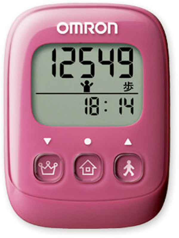 オムロンのピンク色の歩数計
