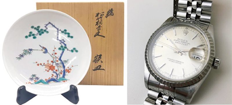 年代物の皿と高級時計
