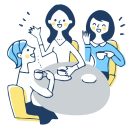 おしゃべりする女性3人