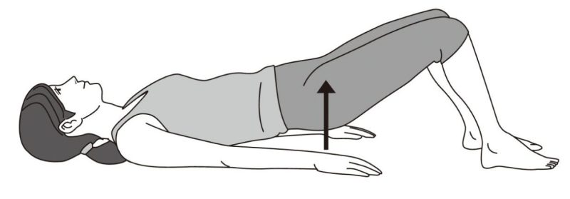 息を吐きながら、頭の方向へ引き上げるイメージで、少しお尻を持ち上げ肛門を締める