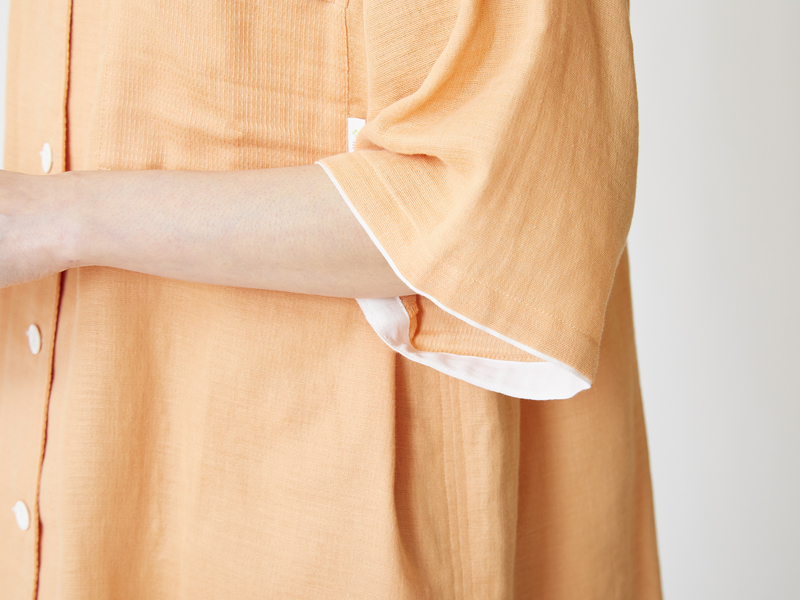 『リフランス　綿麻ワッフルガーゼ半袖パジャマ』の袖の部分