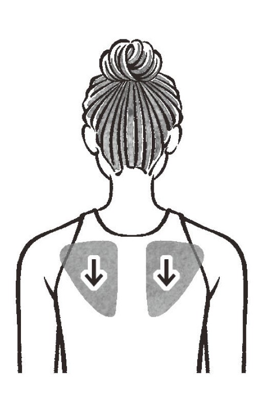 両肩を下げる女性の後ろ姿のイラスト