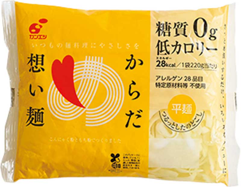 『からだ想い麺 平麺』220g 128円／関越物産
