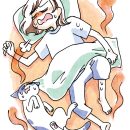 暑そうに寝ている女性