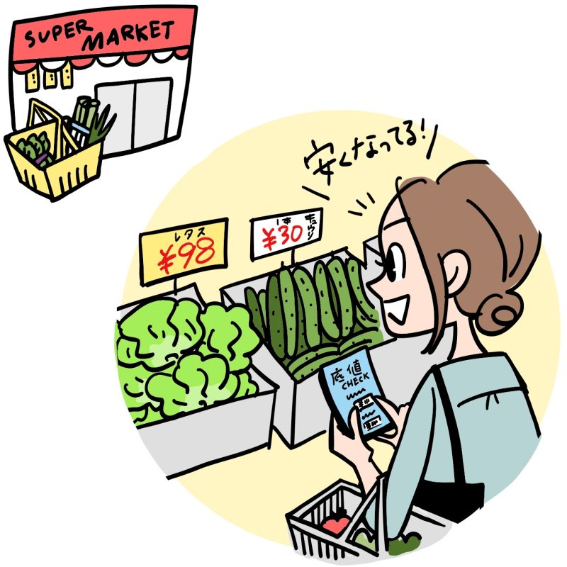 スーパーで買い物をする女性