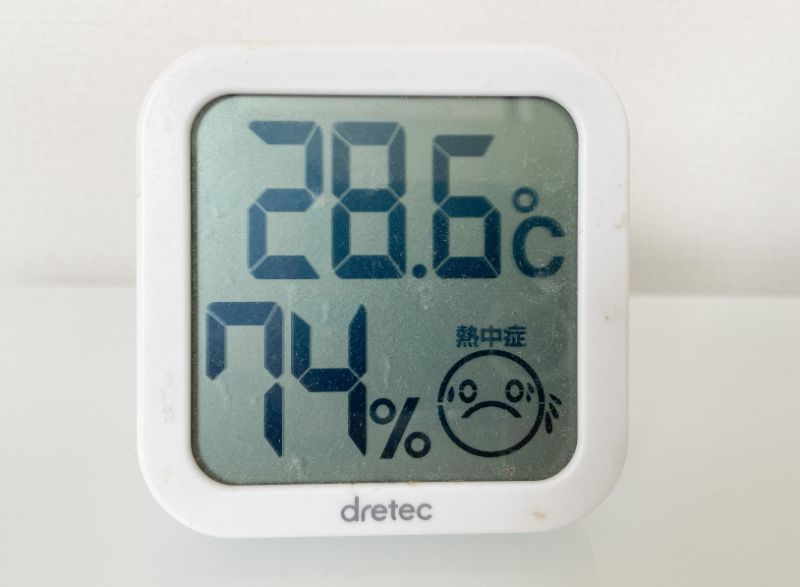 熱中症アラート付きの温度湿度計