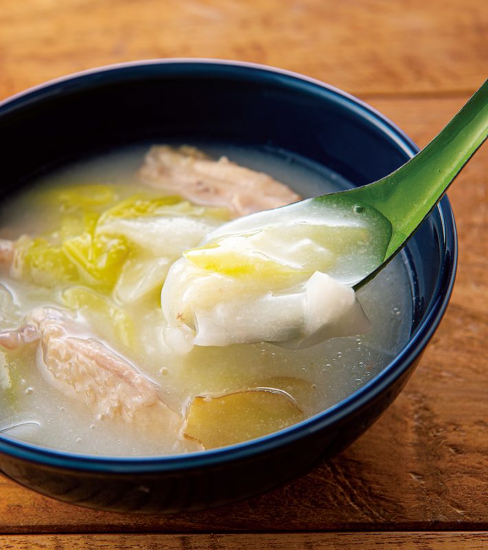 鶏肉とねぎの白湯スープ