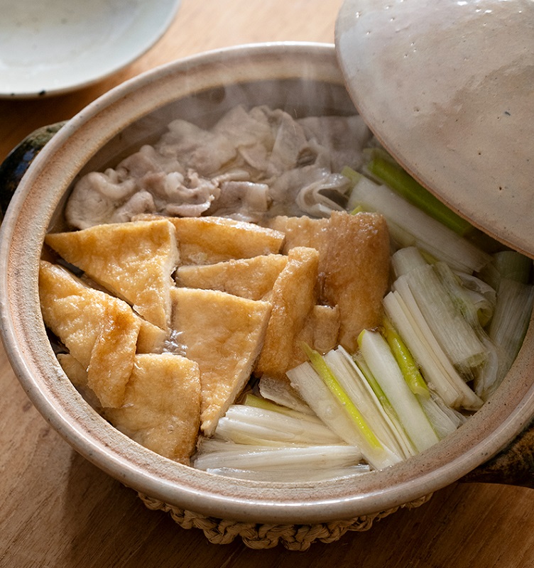 白ねぎと油揚げの豚しゃぶ鍋