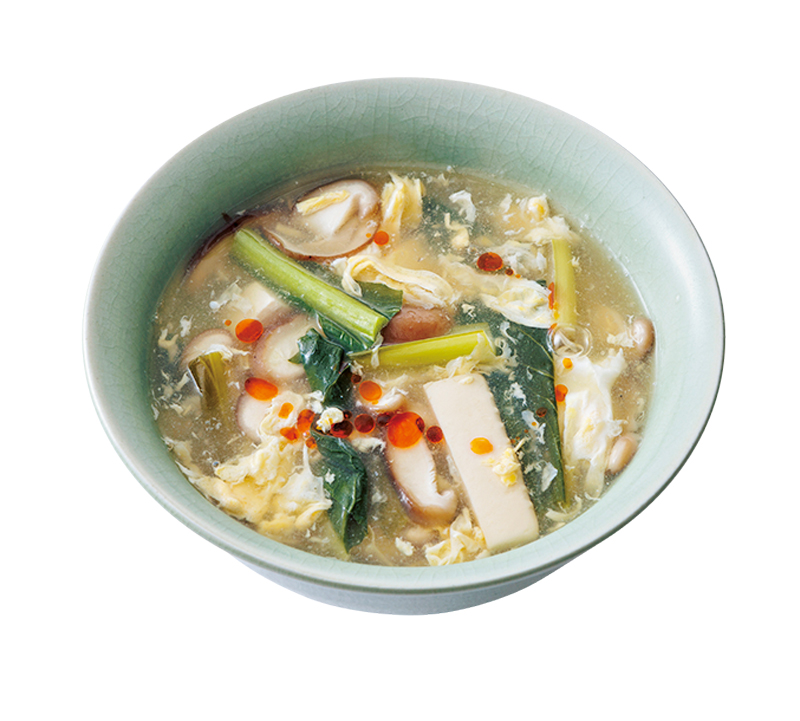 小松菜の酸辣湯（サンラータン）風スープ