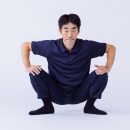 しゃがみこみ、上半身を前傾させながら【1】に戻る。