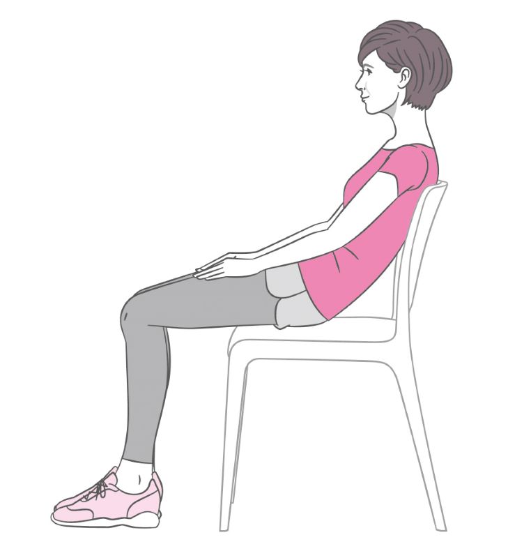 イスに浅く座る女性のイラスト