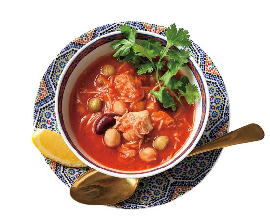 ツナと豆のハリラ風スープ