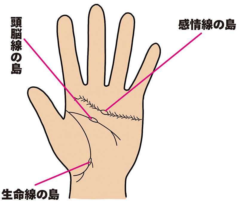 線の途中にできる目のような形のものが多い手相