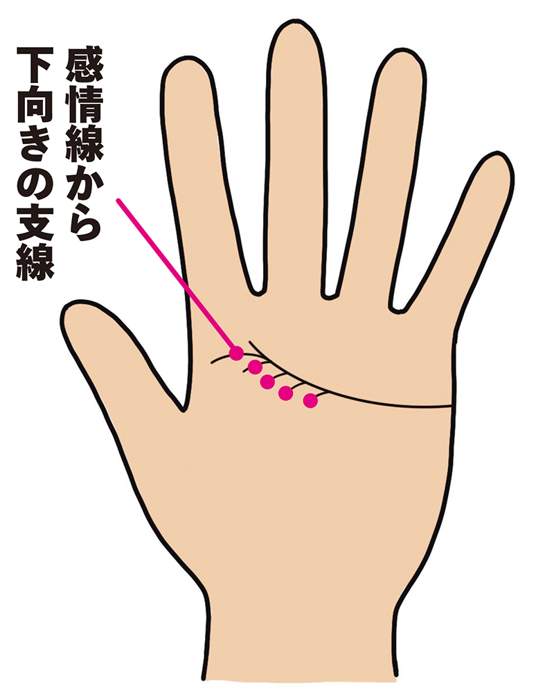 感情線から下向きの線が出ている