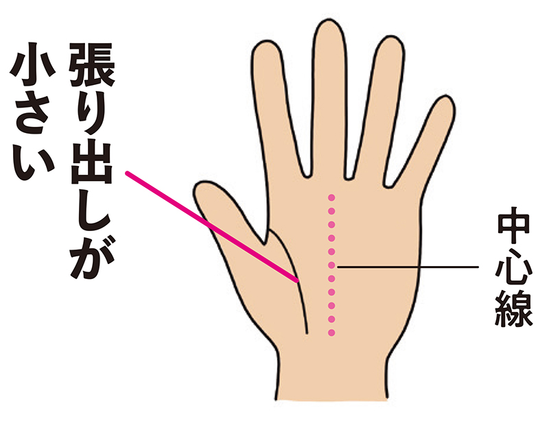 中心線の張り出しが小さい