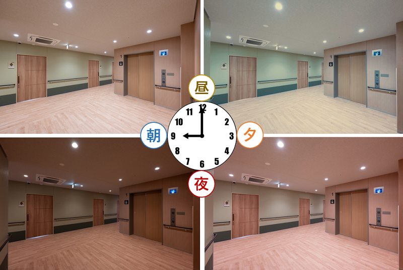 時間帯に応じて照明を自動調整するという細やかさ