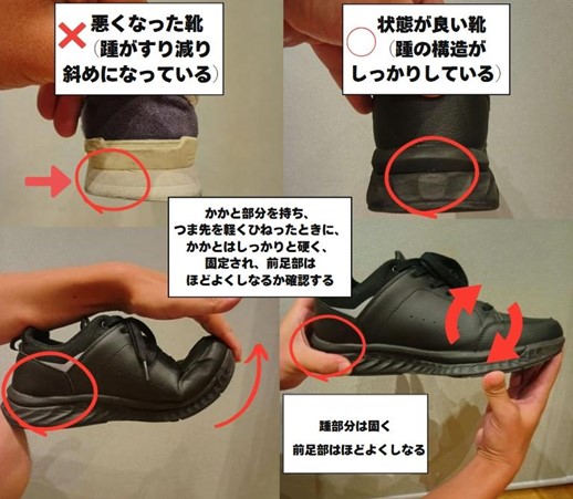 かかとがすり減って斜めになっていたら、要注意