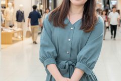 ショッピングモールに立つ女性