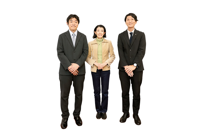 左から施設長・京増孝治さん、事務管理課・山内尚美さん、募集担当・戸倉大輔さん